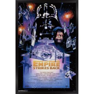 image:imageTrends International Star Wars The Empire Strikes Back  One Sheet 2 Wall Poster 22375 x 34 Black Framed VersionBlack Framed Version