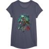 image:imageStar Wars Boba Fett Grunge Profile Graphic TShirt TShirtHeather Blue