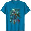 image:imageStar Wars Boba Fett Grunge Profile Graphic TShirt TShirtSapphire Blue