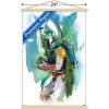 image:imageTrends International Star Wars Saga  Boba Fett  Water Color Wall Poster 34L x 224W Premium Unframed VersionPremium Print and Beechwood Hanger Bundle