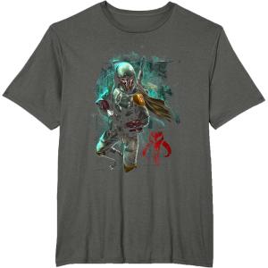 image:imageStar Wars Boba Fett Grunge Profile Graphic TShirt TShirtAsphalt Grey