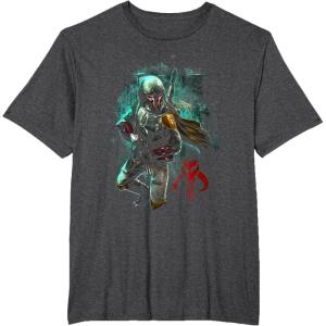 image:imageStar Wars Boba Fett Grunge Profile Graphic TShirt TShirtDark Heather Grey