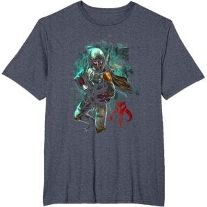 image:imageStar Wars Boba Fett Grunge Profile Graphic TShirt TShirtHeather Blue