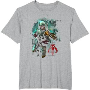 image:imageStar Wars Boba Fett Grunge Profile Graphic TShirt TShirtHeather Grey
