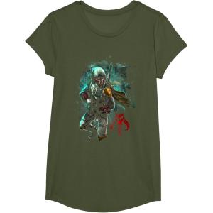 image:imageStar Wars Boba Fett Grunge Profile Graphic TShirt TShirtOlive Green