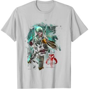 image:imageStar Wars Boba Fett Grunge Profile Graphic TShirt TShirtSilver Grey