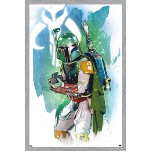 image:imageTrends International Star Wars Saga  Boba Fett  Water Color Wall Poster 34L x 224W Premium Unframed VersionGray Framed Version