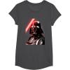image:imageStar Wars Classic Darth Vader Red Lightsaber Retro Portrait TShirtDark Heather Grey
