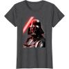 image:imageStar Wars Classic Darth Vader Red Lightsaber Retro Portrait TShirtDark Heather Grey