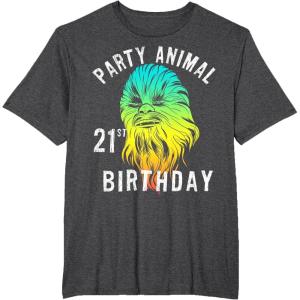 image:imageStar Wars Chewie Party Animal 21st Birthday Color Portrait TShirtDark Heather Grey