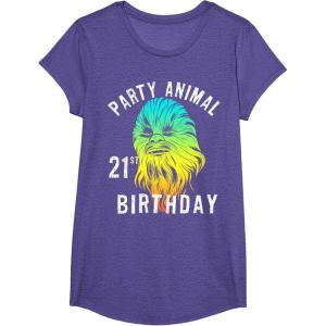 image:imageStar Wars Chewie Party Animal 21st Birthday Color Portrait TShirtPurple Heather