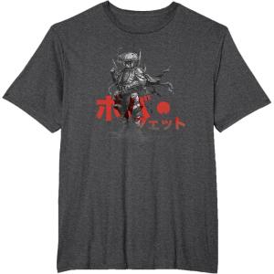 image:imageStar Wars Classic Boba Fett Samurai Kanji Retro Poster TShirtDark Heather Grey