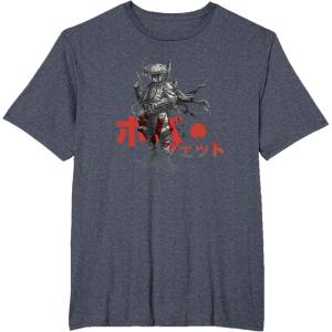 image:imageStar Wars Classic Boba Fett Samurai Kanji Retro Poster TShirtHeather Blue