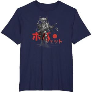 image:imageStar Wars Classic Boba Fett Samurai Kanji Retro Poster TShirtNavy Blue