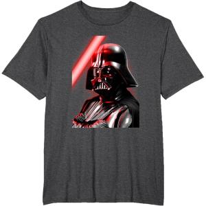 image:imageStar Wars Classic Darth Vader Red Lightsaber Retro Portrait TShirtDark Heather Grey