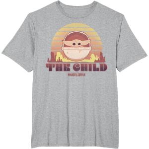 image:imageStar Wars The Mandalorian The Child Retro Line Portrait TShirtHeather Grey