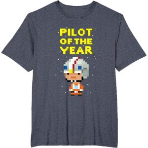 image:imageStar Wars Luke Skywalker Pilot Of The Year Pixel Chibi Logo TShirtHeather Blue