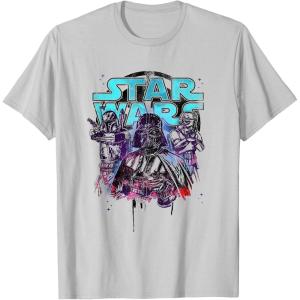 image:imageStar Wars Rainbow Paint Drip Distressed Dark Side TShirtSilver Grey