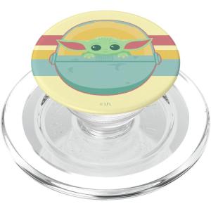 image:imageStar Wars The Mandalorian The Child Retro Rainbow Portrait PopSockets Adhesive PopGripMagnetic PopGrip