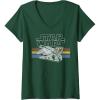 image:imageWomens Star Wars Retro Falcon Stripes VNeck TShirtDark Green