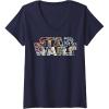 image:imageWomens Star Wars Vintage Scene BuildUp Fill Logo VNeck TShirtNavy Blue