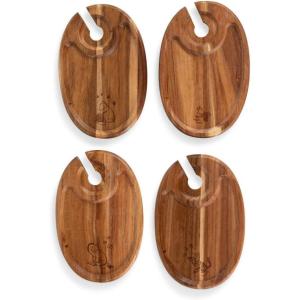 image:imagePICNIC TIME Star Wars Dark Side Wine Appetizer Plate Set of 4 with Glass Holder Acacia Wood Cocktail Plates for Cheese Charcuterie and Entertaining with Helmet Designs Acacia WoodDisney The Winnie the Pooh  Acacia Wood