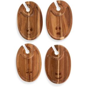 image:imagePICNIC TIME Star Wars Dark Side Wine Appetizer Plate Set of 4 with Glass Holder Acacia Wood Cocktail Plates for Cheese Charcuterie and Entertaining with Helmet Designs Acacia WoodDisney Nightmare Before Christmas Jack  Acacia Wood