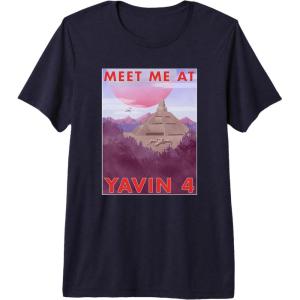 image:imageStar Wars Meet Me At Yavin 4 Poster Premium TShirtNavy Blue