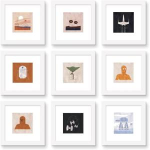 image:imageTrends International Gallery Pops Star Wars Saga  Abstract Art Wall Art Bundle 9Pack Wall Poster 12 x 12 Black Frame VersionWhite Framed Version