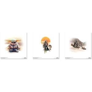 image:imageTrends International Gallery Pops Star Wars The Mandalorian  Mando and Grogu Wall Art Bundle 3Pack Wall Poster 12 x 12 Black Frame VersionUnframed Version