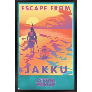 image:imageTrends International Star Wars Jakku  Escape from Jakku Wall Poster 34L x 224W White Framed VersionBlack Framed Version