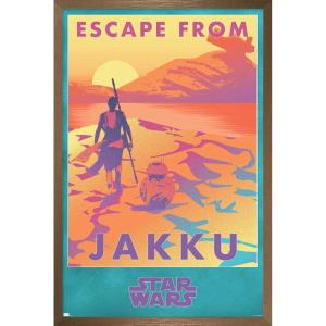 image:imageTrends International Star Wars Jakku  Escape from Jakku Wall Poster 34L x 224W White Framed VersionBronze Framed Version