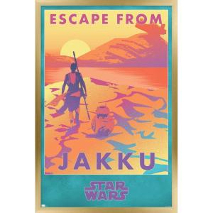 image:imageTrends International Star Wars Jakku  Escape from Jakku Wall Poster 34L x 224W White Framed VersionGold Framed Version