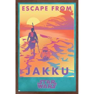 image:imageTrends International Star Wars Jakku  Escape from Jakku Wall Poster 34L x 224W White Framed VersionMahogany Framed Version