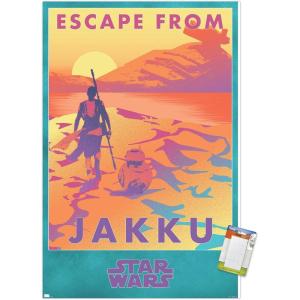 image:imageTrends International Star Wars Jakku  Escape from Jakku Wall Poster 34L x 224W White Framed VersionPremium Poster  Mount Bundle