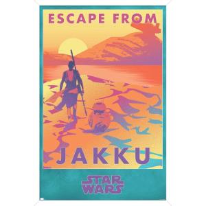 image:imageTrends International Star Wars Jakku  Escape from Jakku Wall Poster 34L x 224W White Framed VersionWhite Framed Version