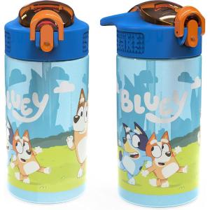image:imageZak Designs Baby Yoda Kids Durable Plastic Spout Cover And Builtin Carrying Loop LeakProof Water Design For Travel 16oz 2pc Set Grogu Bottle 2pk Star WarsBluey Bottle 2pk