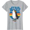 image:imageStar Wars Last Jedi Porg Retro Stripes Logo Graphic TShirt TShirtHeather Grey