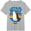 image:imageStar Wars Last Jedi Porg Retro Stripes Logo Graphic TShirt TShirtHeather Grey