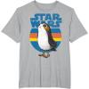 image:imageStar Wars Last Jedi Porg Retro Stripes Logo Graphic TShirt TShirtHeather Grey