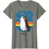 image:imageStar Wars Last Jedi Porg Retro Stripes Logo Graphic TShirt TShirtOlive Heather