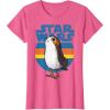 image:imageStar Wars Last Jedi Porg Retro Stripes Logo Graphic TShirt TShirtPink Heather