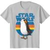 image:imageStar Wars Last Jedi Porg Retro Stripes Logo Graphic TShirt TShirtSilver Grey