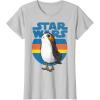 image:imageStar Wars Last Jedi Porg Retro Stripes Logo Graphic TShirt TShirtSilver Grey