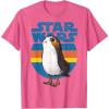 image:imageStar Wars Last Jedi Porg Retro Stripes Logo Graphic TShirt TShirtPink Heather