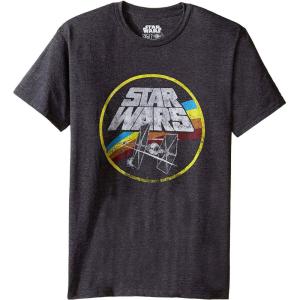 image:imageSTAR WARS Classic Logo and Tie Fighter Mens Short Sleeve TShirtCharcoal Heather