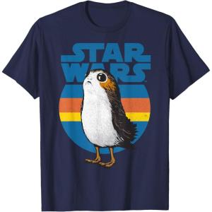 image:imageStar Wars Last Jedi Porg Retro Stripes Logo Graphic TShirt TShirtNavy Blue