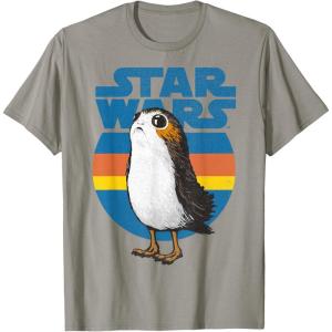 image:imageStar Wars Last Jedi Porg Retro Stripes Logo Graphic TShirt TShirtSlate Grey