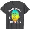 image:imageStar Wars Chewie Party Animal 4th Birthday Colorful Portrait TShirtDark Heather Grey