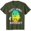 image:imageStar Wars Chewie Party Animal 4th Birthday Colorful Portrait TShirtOlive Green